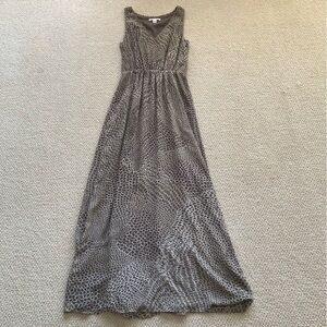 Banana Republic Maxi Dress Patterned Brown Size 4 V-Neck Sleeveless EUC